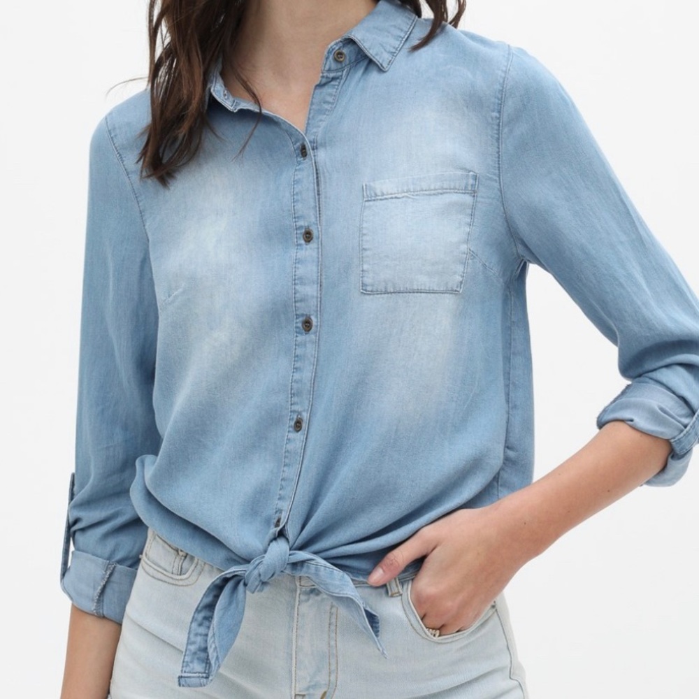 Blue Denim Button Top